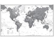 World Political black & White  Wall Map